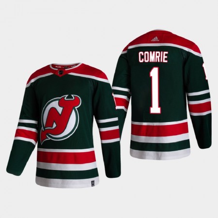 Herren Eishockey New Jersey Devils Trikot Eric Comrie 1 2020-21 Reverse Retro Authentic